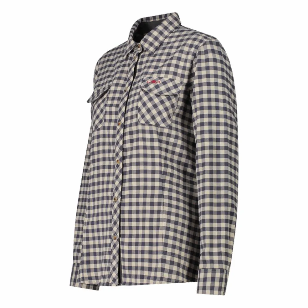 Camicia a manica lunga da donna in poliestere riciclato