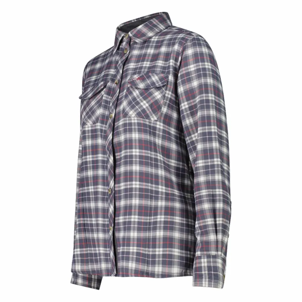 Camicia a manica lunga da donna in poliestere riciclato
