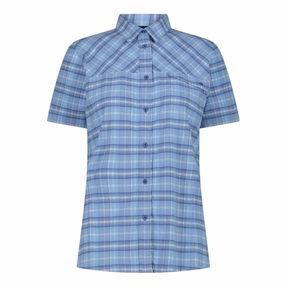 Camicia da donna a maniche corte con fantasia a quadri