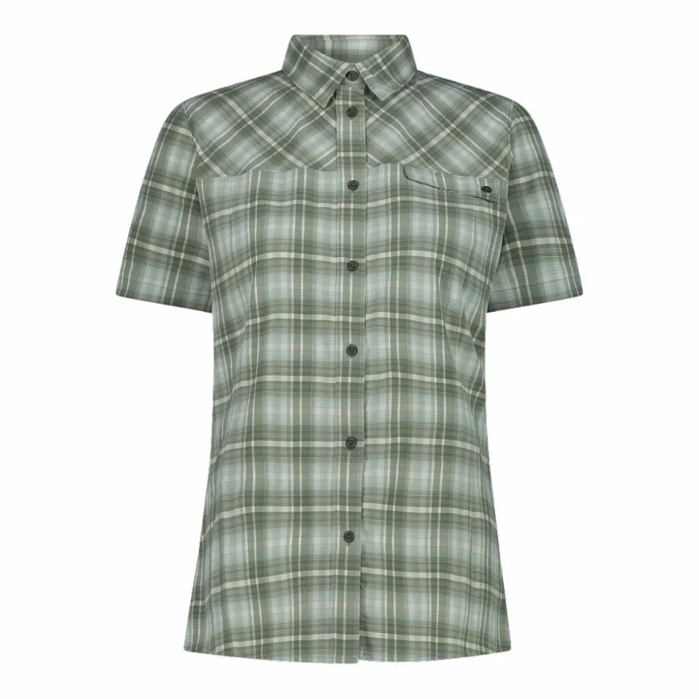Camicia da donna a maniche corte con fantasia a quadri