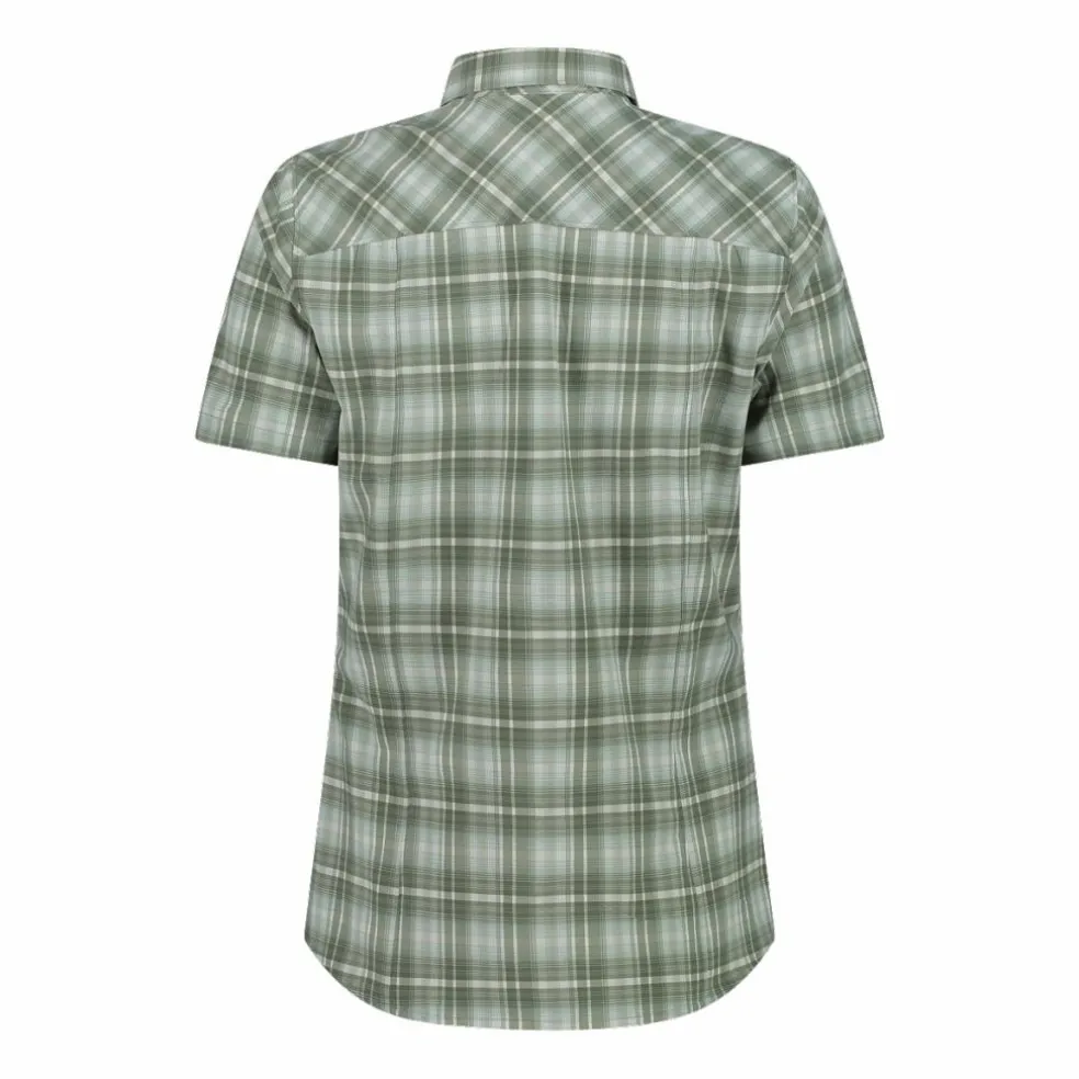 Camicia da donna a maniche corte con fantasia a quadri
