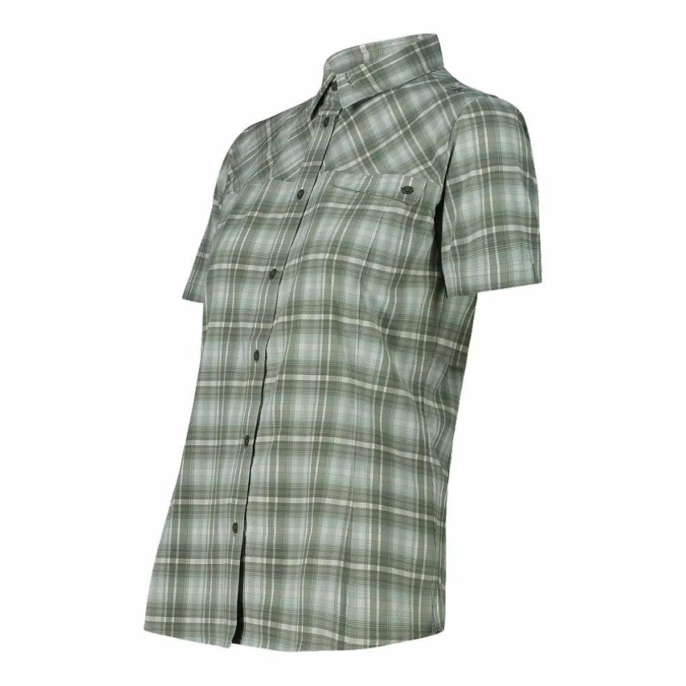Camicia da donna a maniche corte con fantasia a quadri