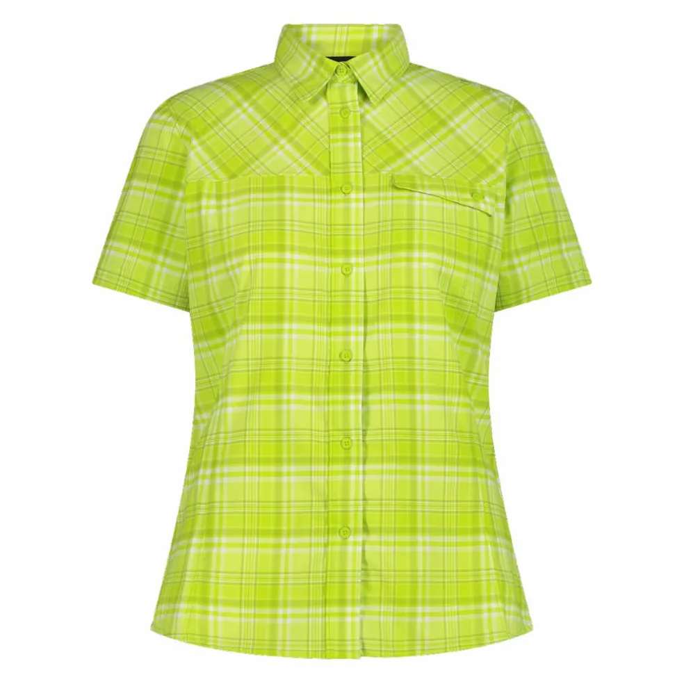 Camicia da donna a maniche corte con fantasia a quadri