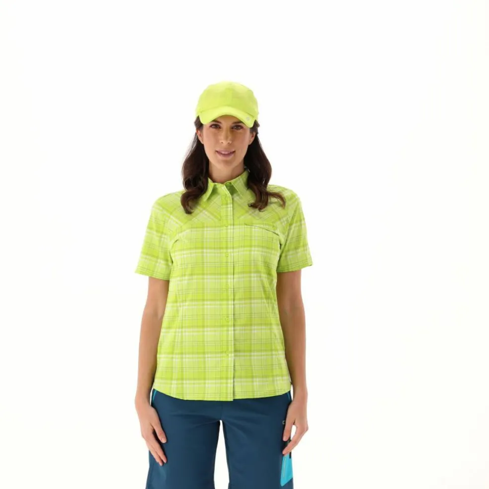 Camicia da donna a maniche corte con fantasia a quadri
