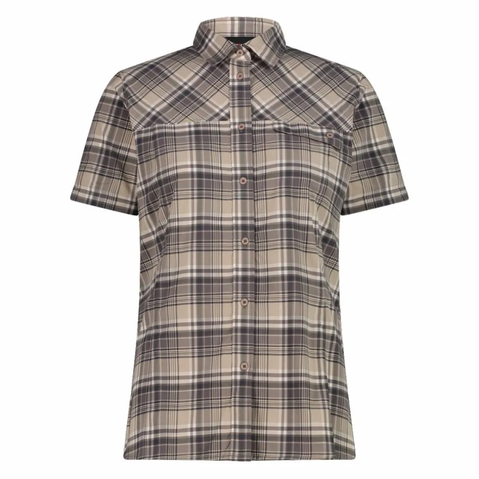 Camicia da donna a maniche corte con fantasia a quadri