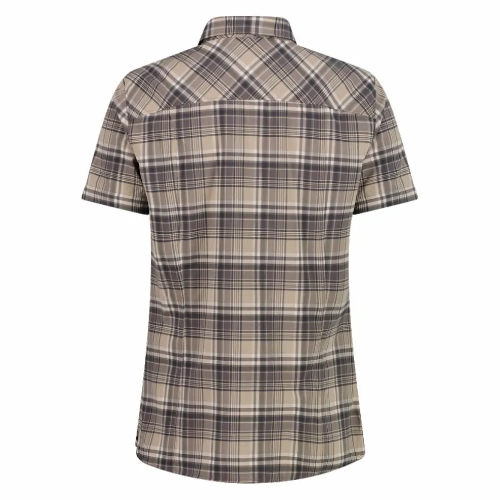 Camicia da donna a maniche corte con fantasia a quadri