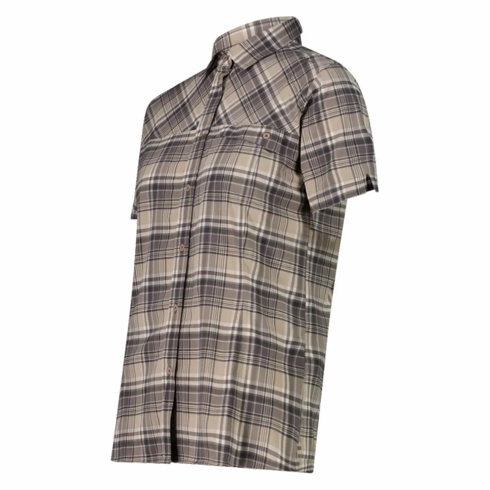 Camicia da donna a maniche corte con fantasia a quadri