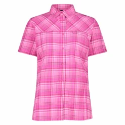 Camicia da donna a maniche corte con fantasia a quadri
