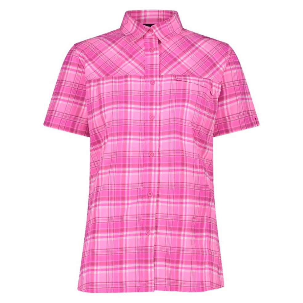 Camicia da donna a maniche corte con fantasia a quadri