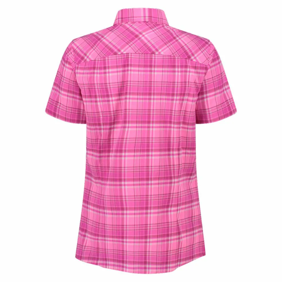 Camicia da donna a maniche corte con fantasia a quadri