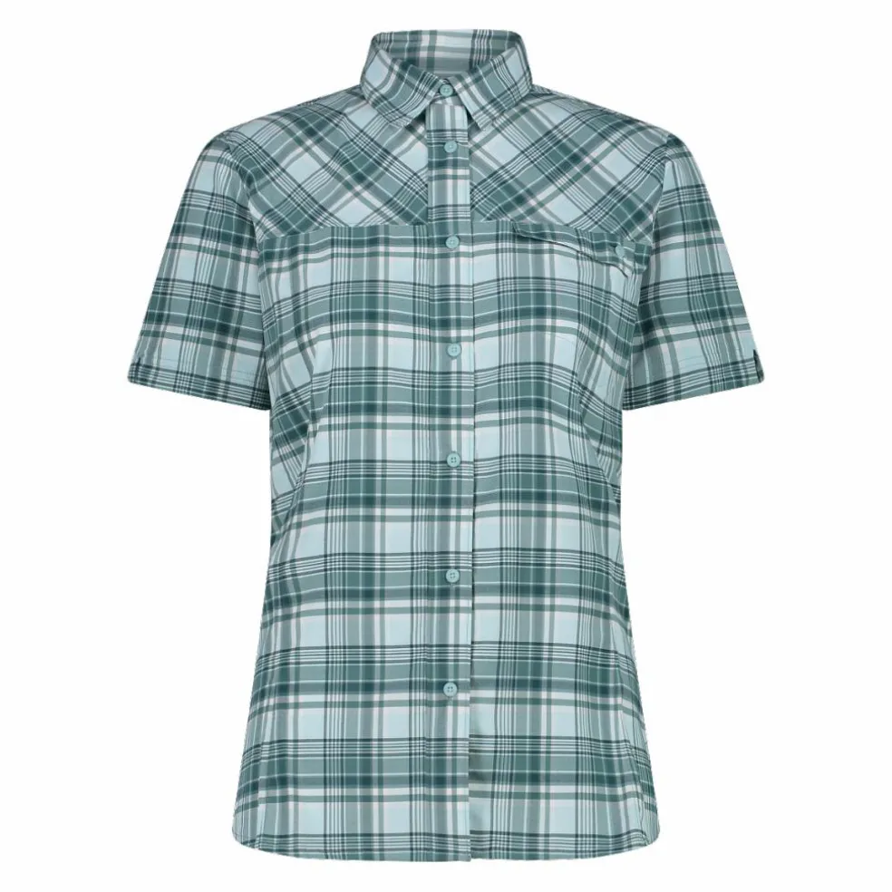 Camicia da donna a maniche corte con fantasia a quadri