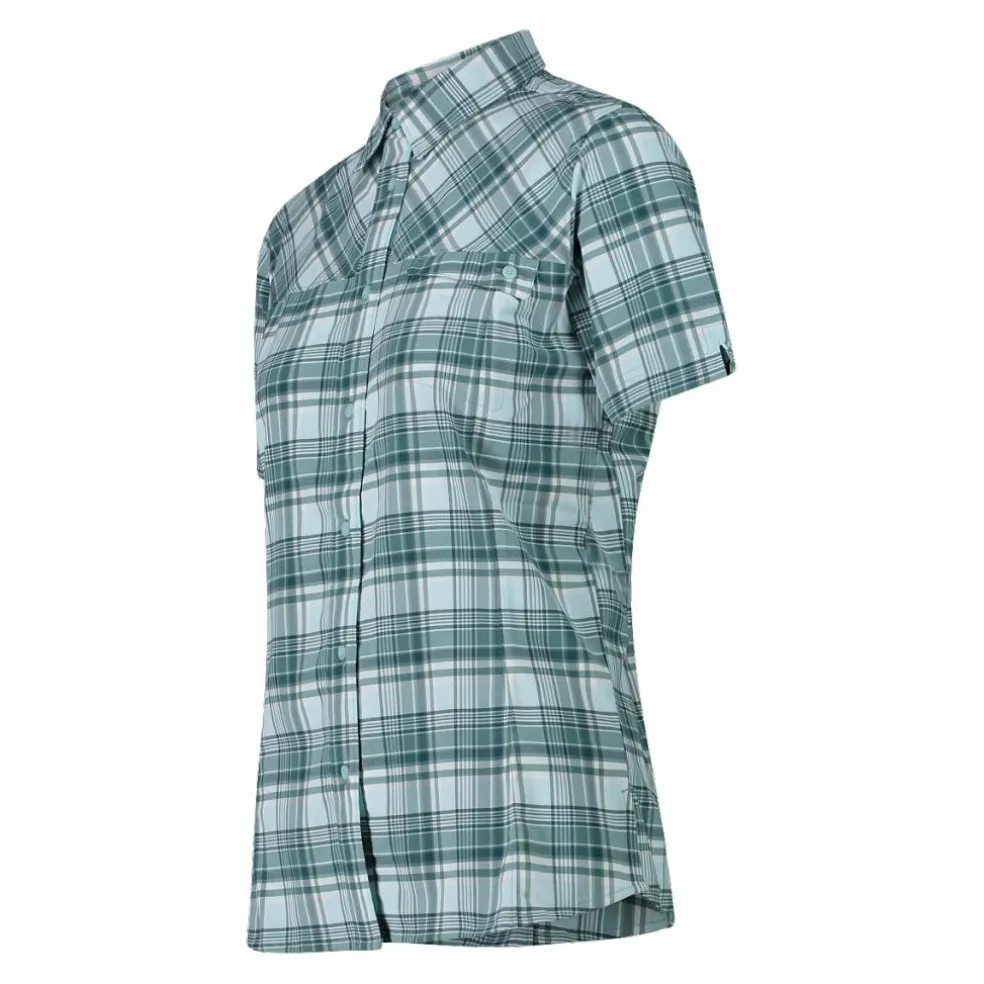Camicia da donna a maniche corte con fantasia a quadri