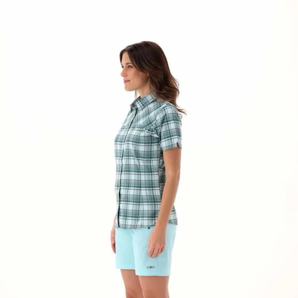 Camicia da donna a maniche corte con fantasia a quadri