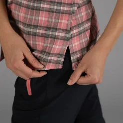 Camicia da donna a maniche corte con fantasia a quadri