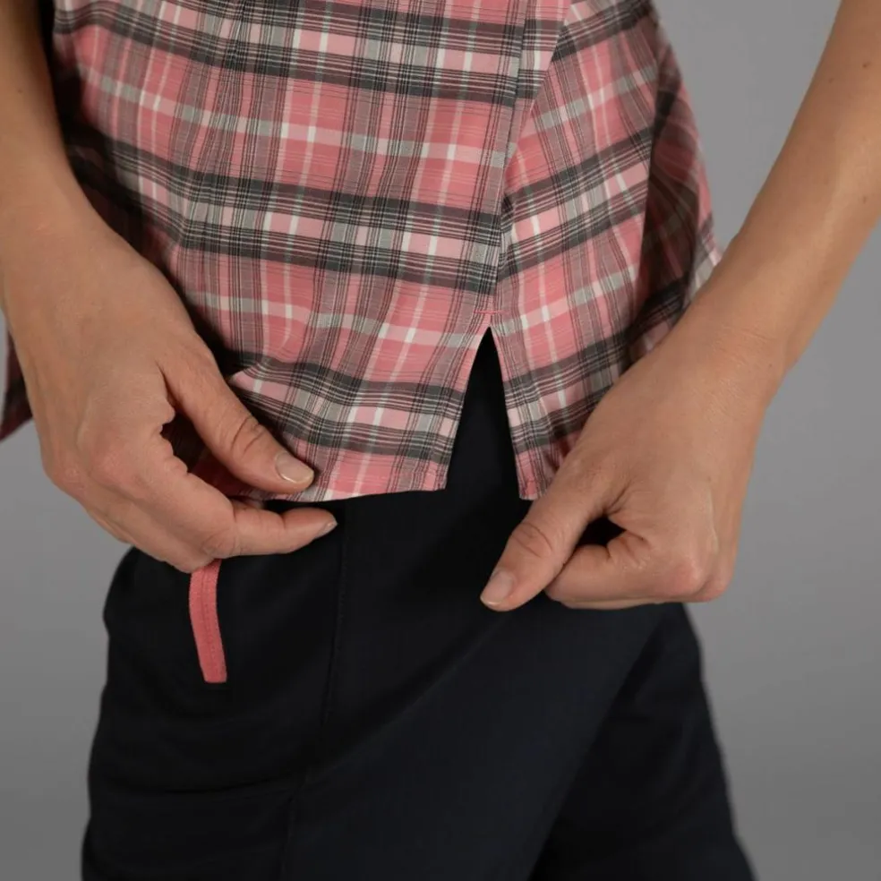 Camicia da donna a maniche corte con fantasia a quadri