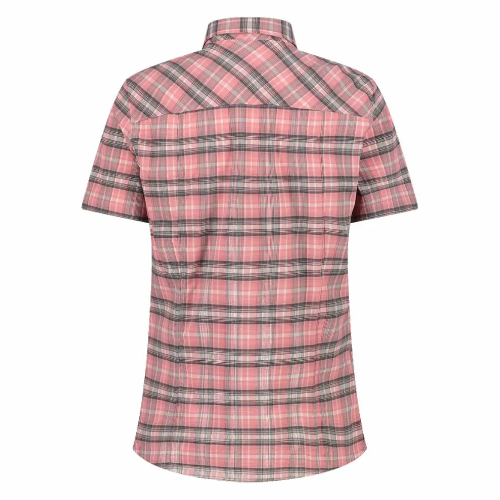 Camicia da donna a maniche corte con fantasia a quadri