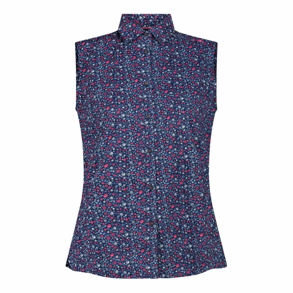 Camicia da donna senza maniche con fantasia floreale
