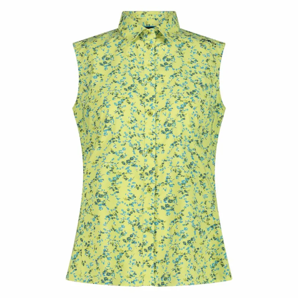Camicia da donna senza maniche con fantasia floreale