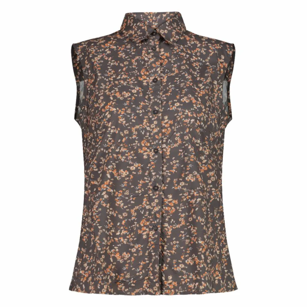 Camicia da donna senza maniche con fantasia floreale