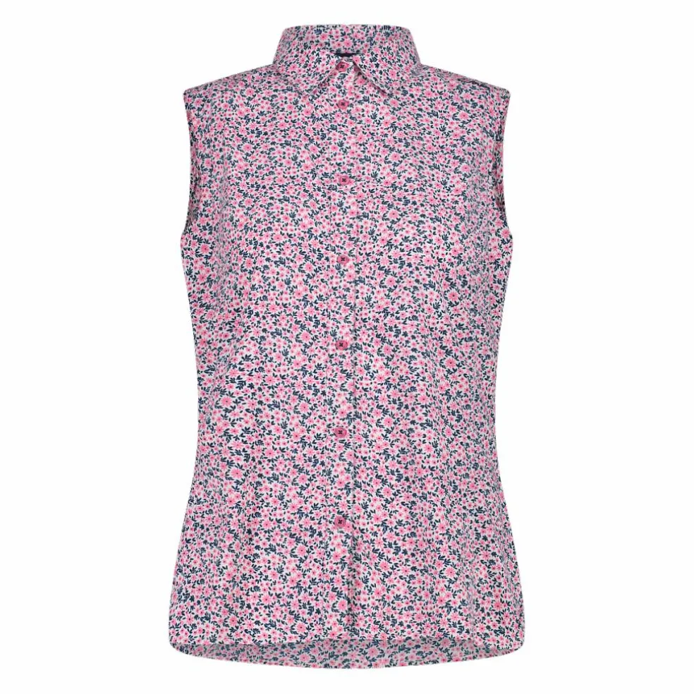 Camicia da donna senza maniche con fantasia floreale