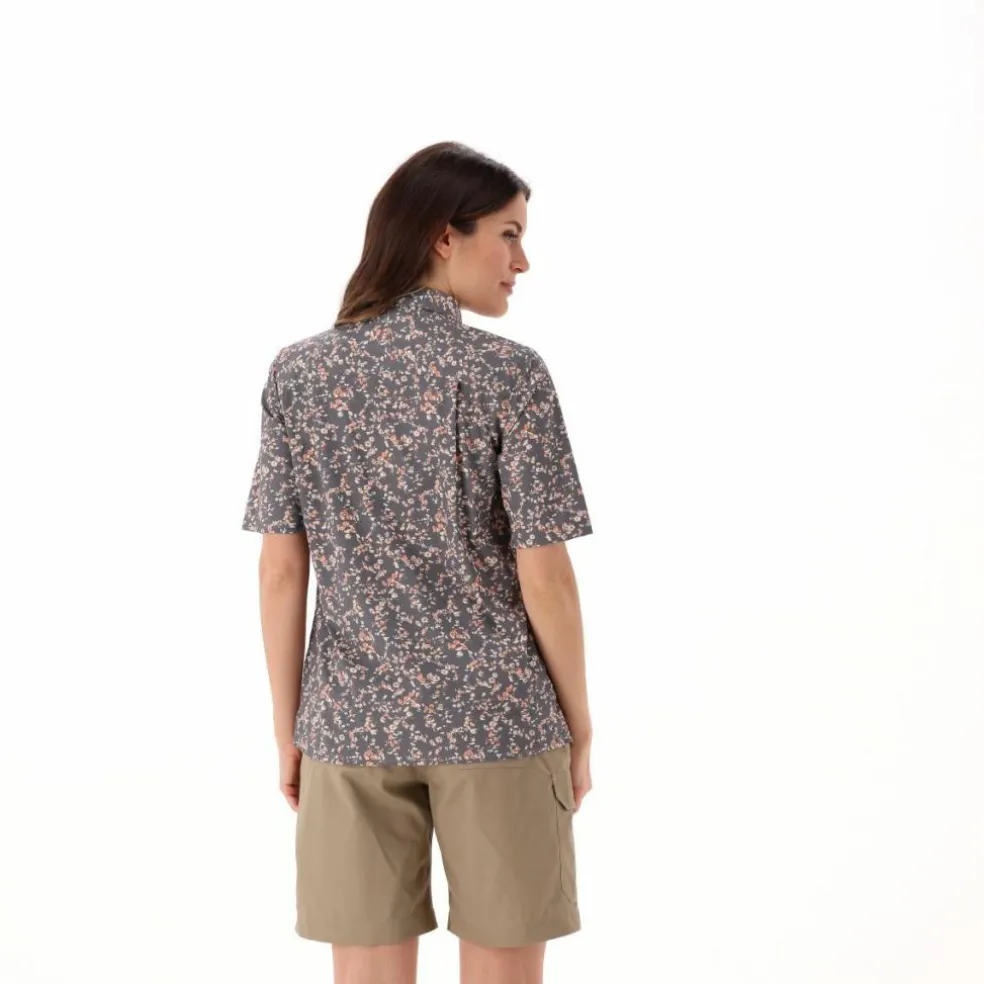Camicia fantasia a maniche 3/4 stretch da donna