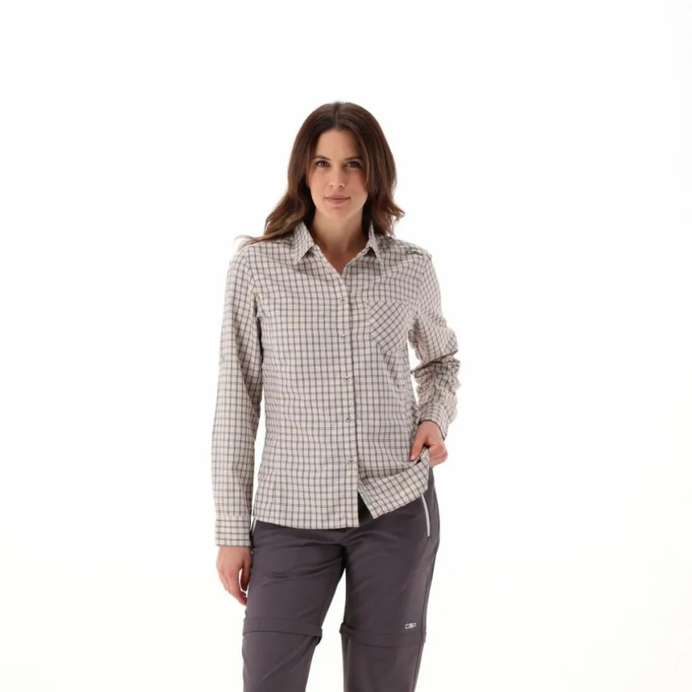Camicia fantasia check maniche lunghe da donna