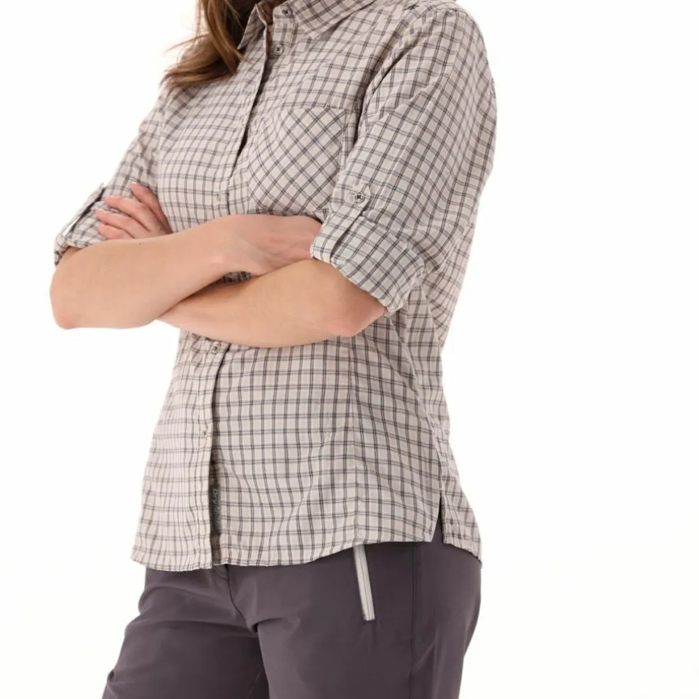 Camicia fantasia check maniche lunghe da donna
