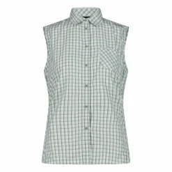 Camicia fantasia check senza maniche da donna