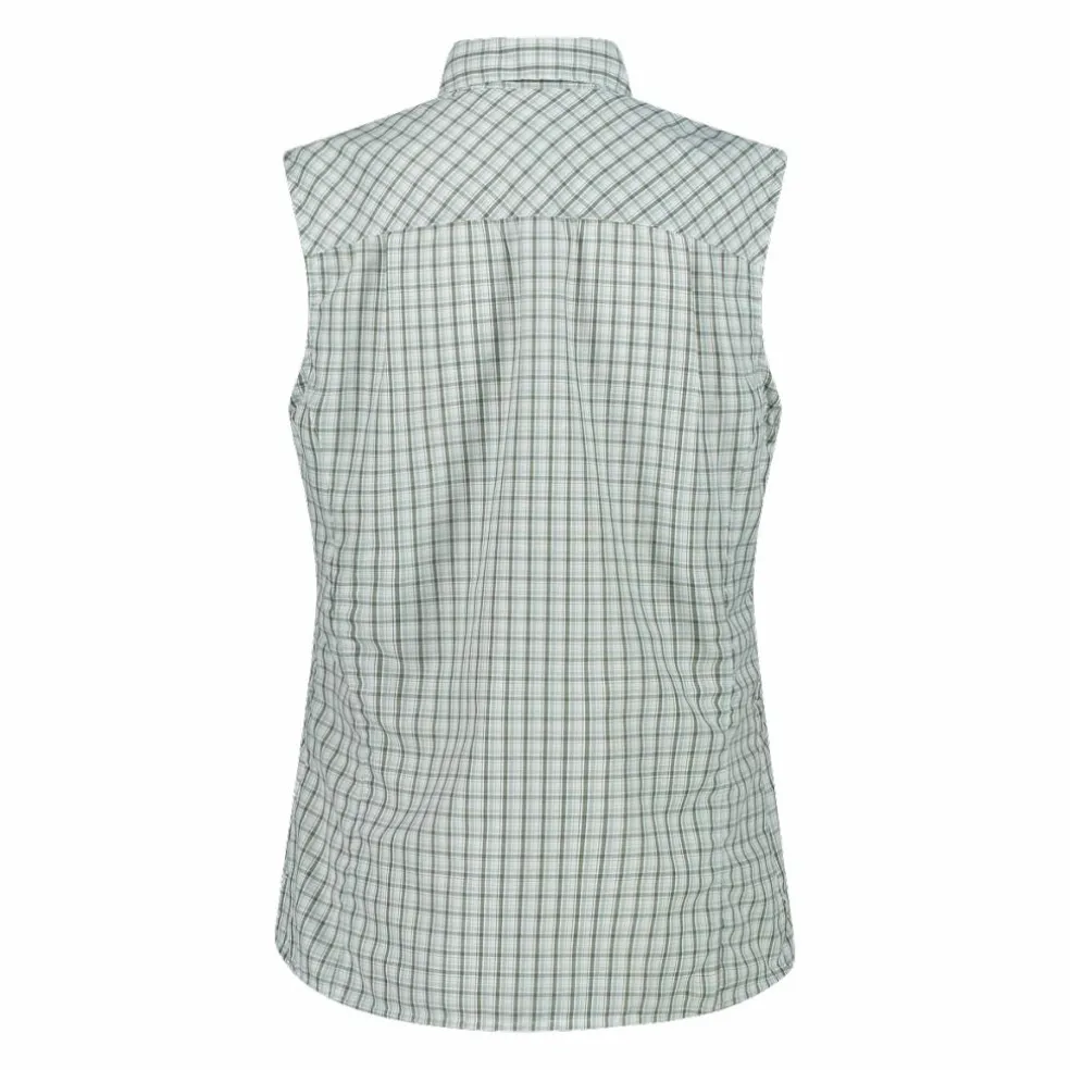 Camicia fantasia check senza maniche da donna