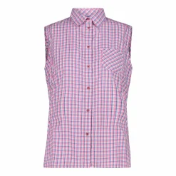 Camicia fantasia check senza maniche da donna