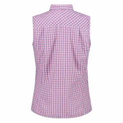 Camicia fantasia check senza maniche da donna