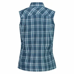 Camicia fantasia check senza maniche da donna