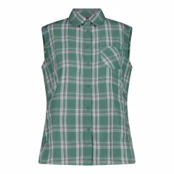 Camicia fantasia check senza maniche da donna