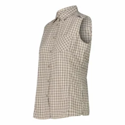 Camicia fantasia check senza maniche da donna