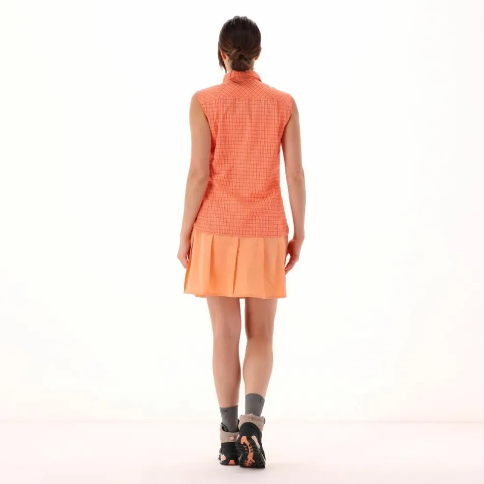 Camicia fantasia check senza maniche da donna