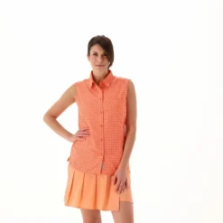 Camicia fantasia check senza maniche da donna