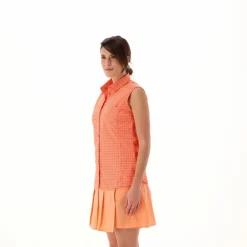 Camicia fantasia check senza maniche da donna