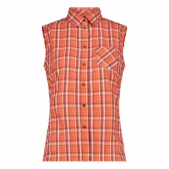 Camicia fantasia check senza maniche da donna