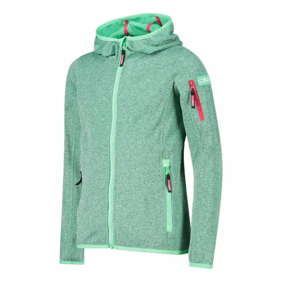 Felpa con cappuccio bambina in pile knit tech