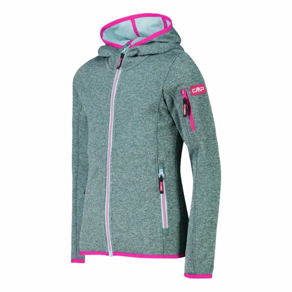 Felpa con cappuccio bambina in pile knit tech
