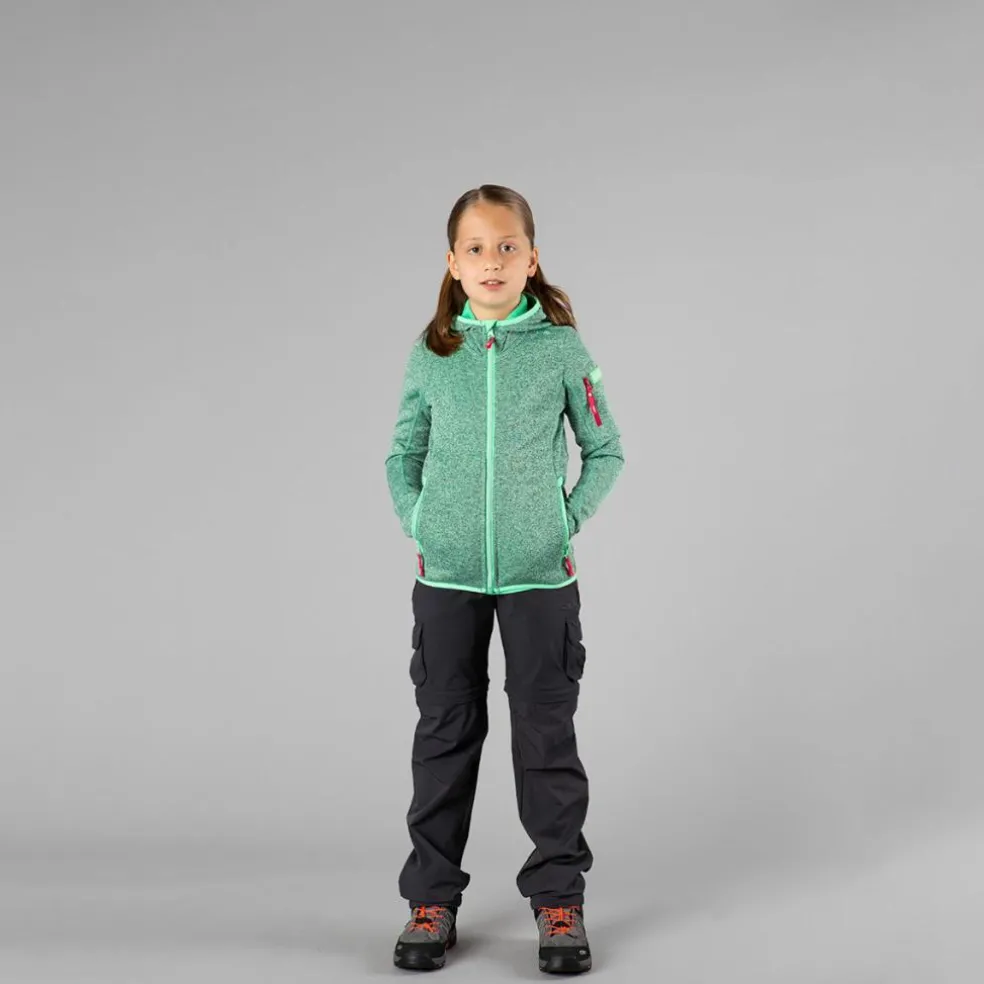Felpa con cappuccio bambina in pile knit tech