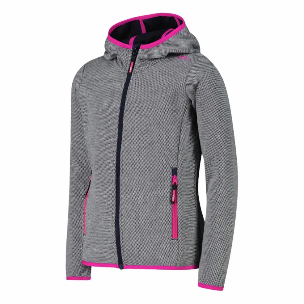 Felpa con cappuccio bambina in pile knit tech