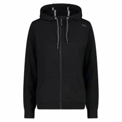 Felpa con zip da donna in cotone elasticizzato con cappuccio