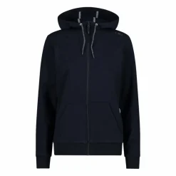 Felpa con zip da donna in cotone elasticizzato con cappuccio