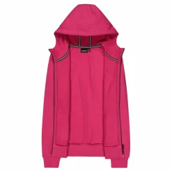 Felpa con zip da donna in cotone elasticizzato con cappuccio
