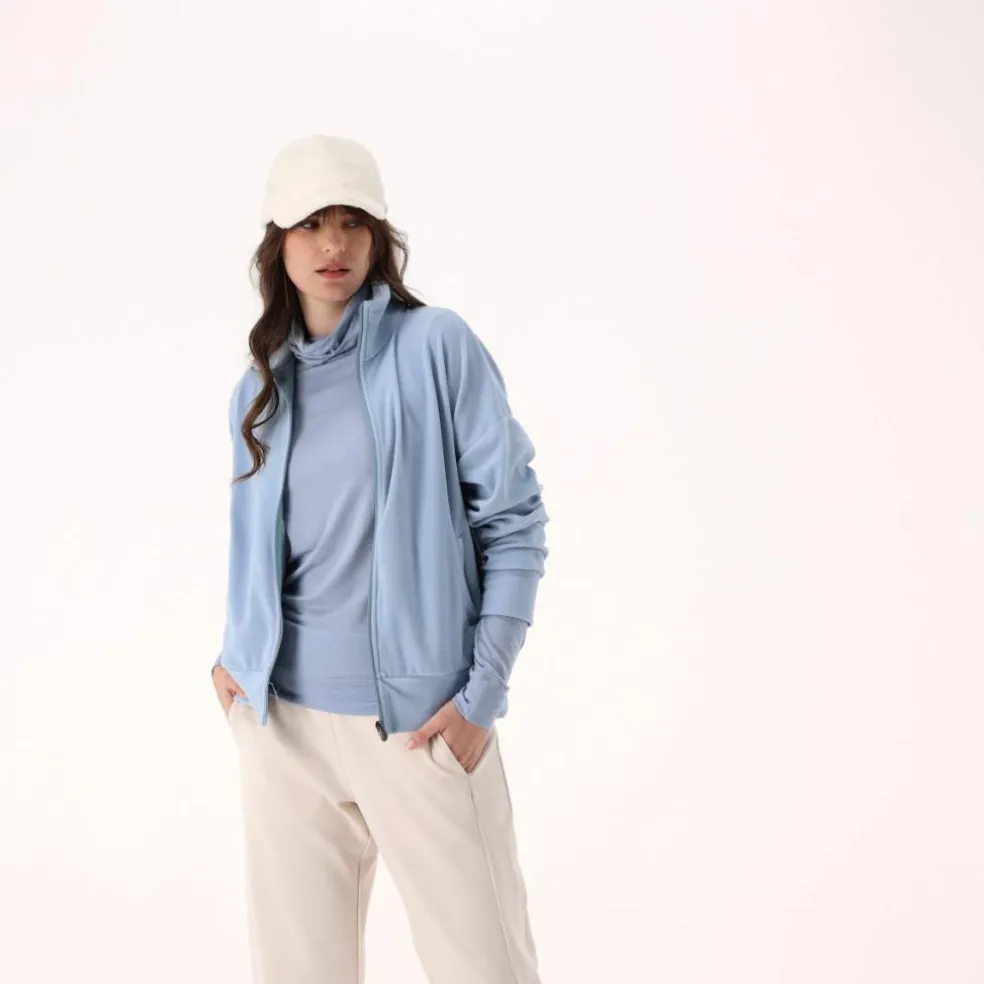 Felpa da donna con zip a collo alto