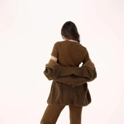 Felpa da donna con zip in pelliccetta teddy