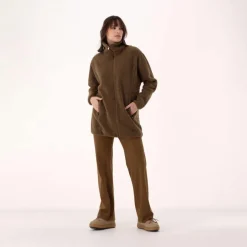 Felpa da donna con zip in pelliccetta teddy
