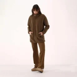 Felpa da donna con zip in pelliccetta teddy