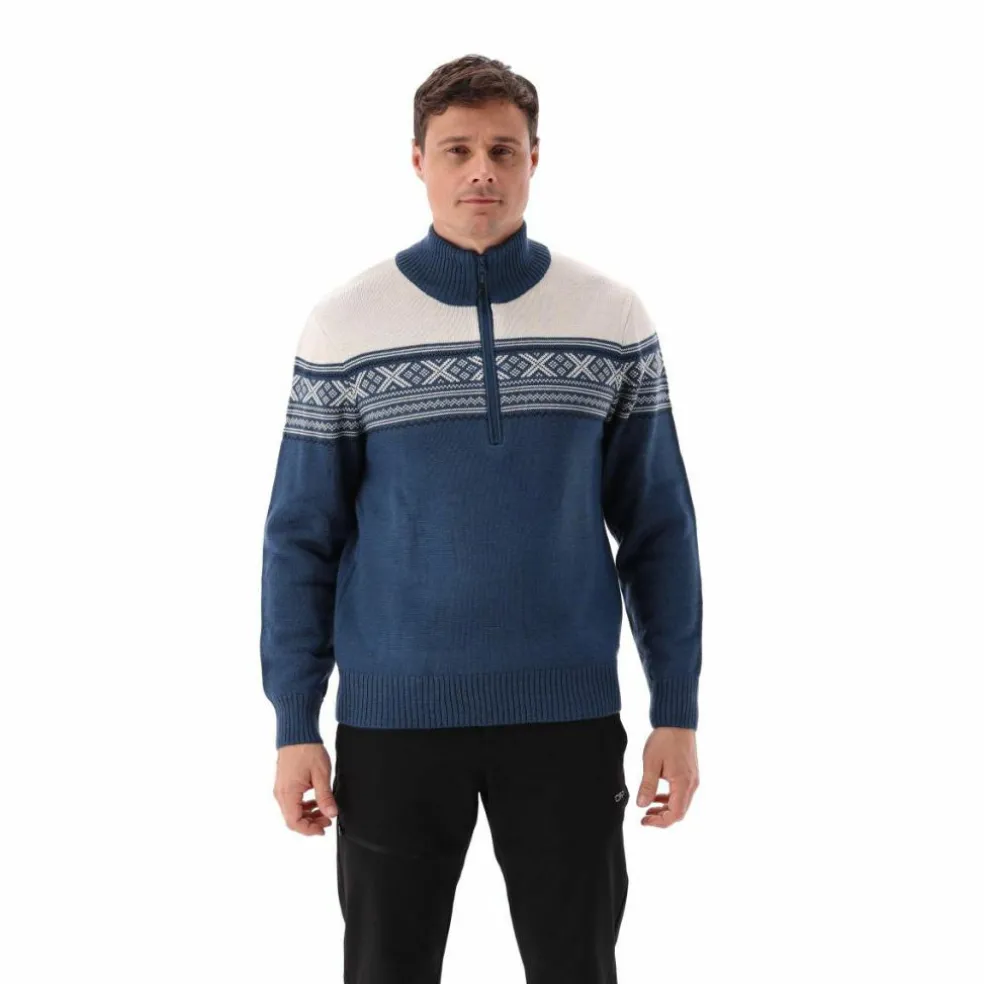 Felpa da uomo a mezza zip in Wooltech